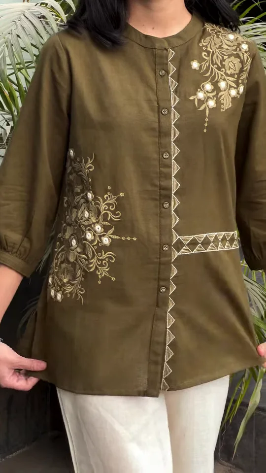cotton tunic with cotton plazo - Image 4